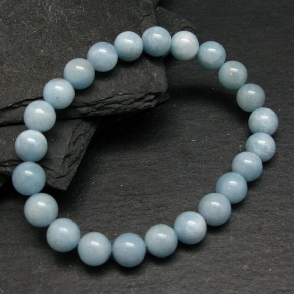10mm Blue Aquamarine Quartz Stretch Bracelet - Picture 3 of 6